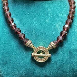 Heidi Daus Purple Beaded Necklace with Gold Accents. NWOT